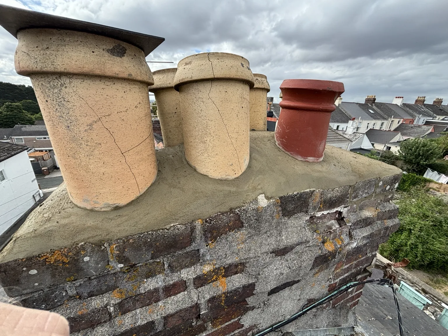 Renewed chimney flaunching by Shield Roofing