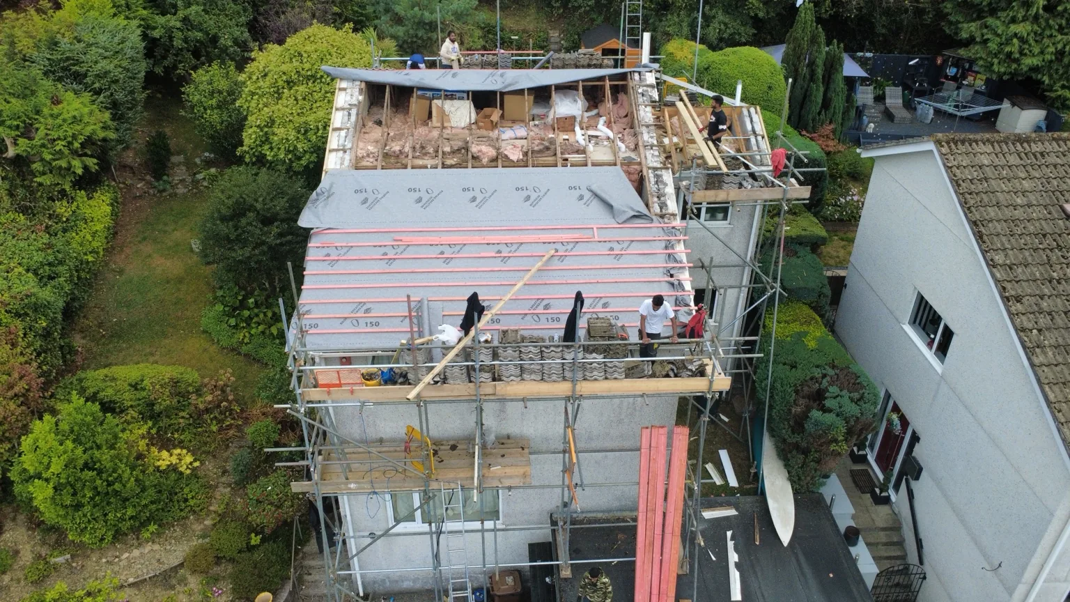 Tile roof stripped back during a Shield Roofing re-roof