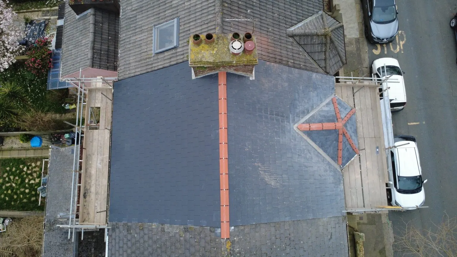 Completed slate re-roof in Plymouth